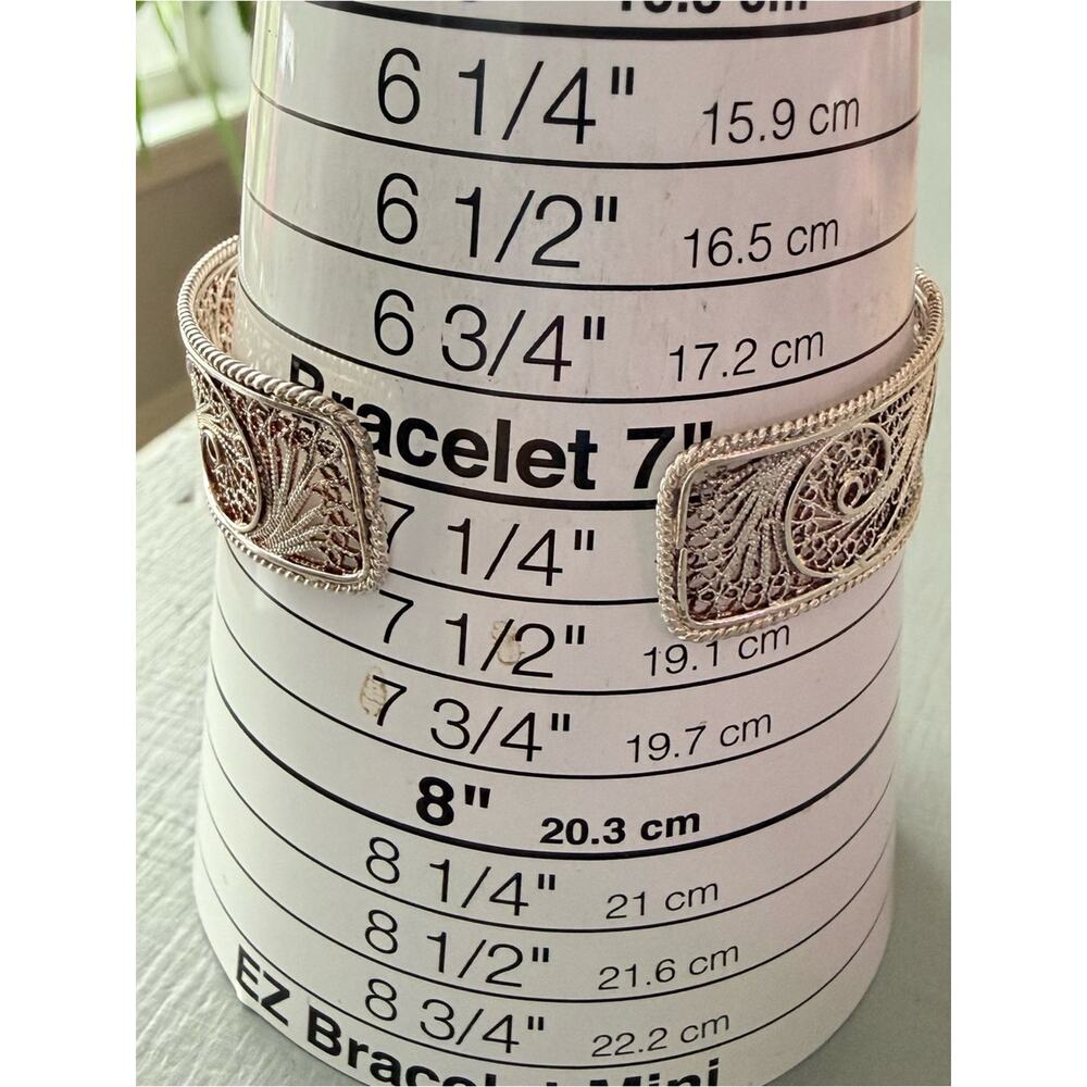 925 Sterling Silver Cuff Maltese cross filigree cuff bracelet - Picture 6 of 13